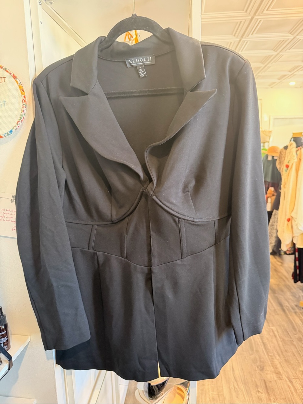 Eloquii Black Longline Tailored corset Blazer